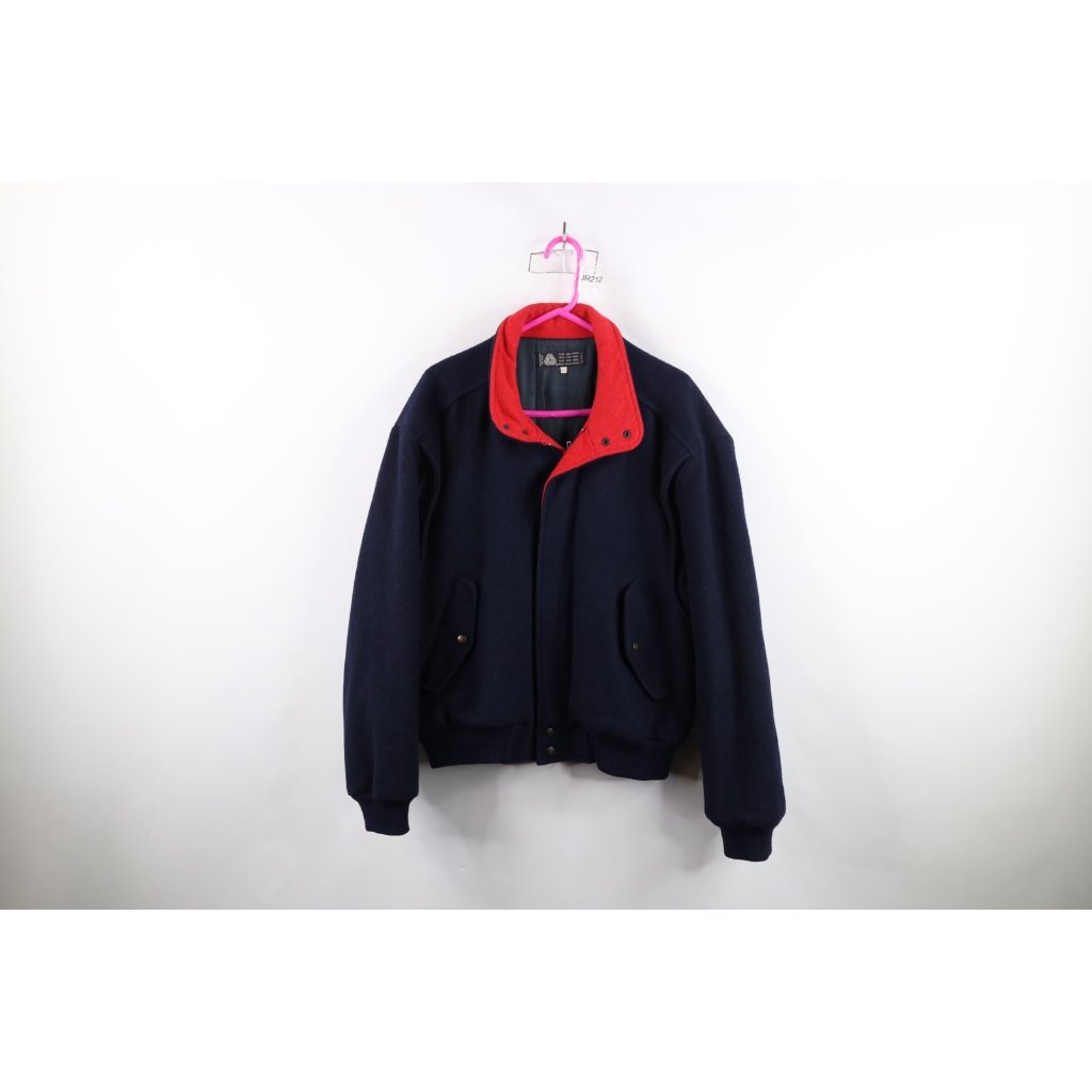 Vintage 70s 80s Streetwear Mens 46 Distressed Heavyweight Wool Bomber Jacket
